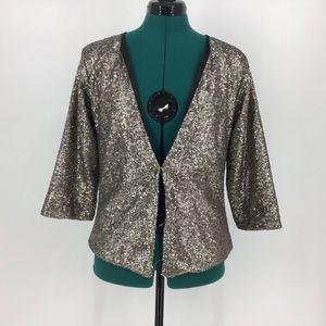 Soya Concept Gold Sequin 3/4 Sleeve Blazer, 38